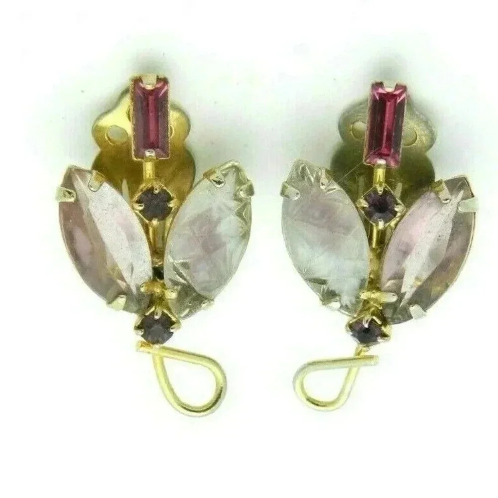 JULIANA D&E Gold Tone Pink Purple Earrings